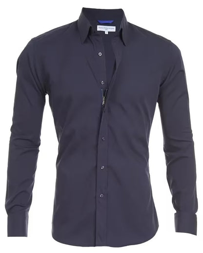 Men's Lapel Zip-Front Long-Sleeve Shirt (photo 12)