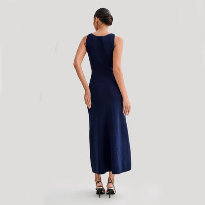 Women's Sleeveless Knit Button-Front Long Dress (photo 3)