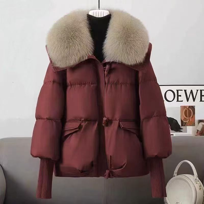 Women's Short Padded Jacket with Faux Fur Collar (photo 12)