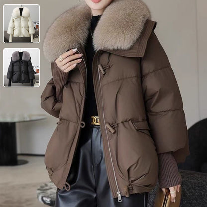 Women's Short Padded Jacket with Faux Fur Collar