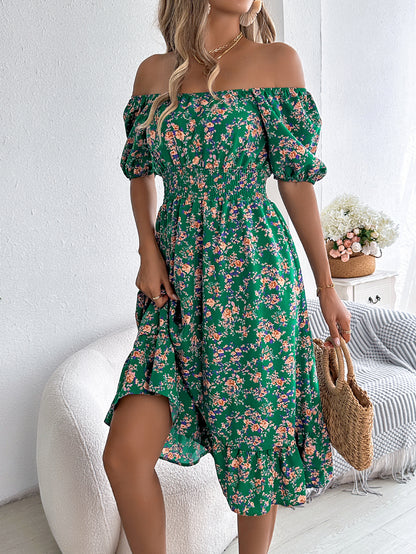 Women's Floral Square-Neck Ruffle Dress (photo 7)