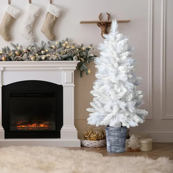 4 ft White Artificial Christmas Tree in Pot Stand (photo 3)