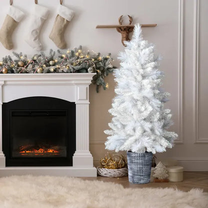4 ft White Artificial Christmas Tree in Pot Stand (photo 3)