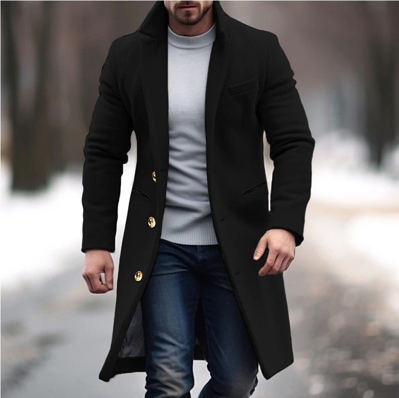 Men's Lapel Single-Breasted Trench Coat (photo 3)