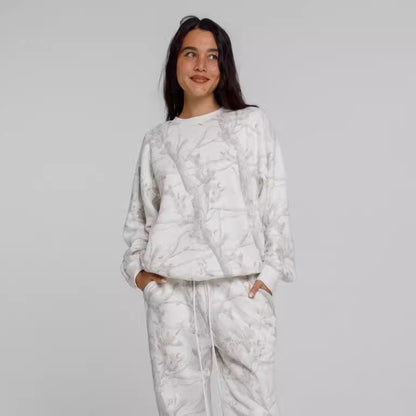 Women's Camo Leaf Print Hoodie and Pants Set (photo 2)
