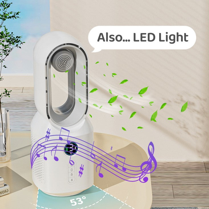 Bladeless Rechargeable Fan with Night Light, With or Without Bluetooth Speaker