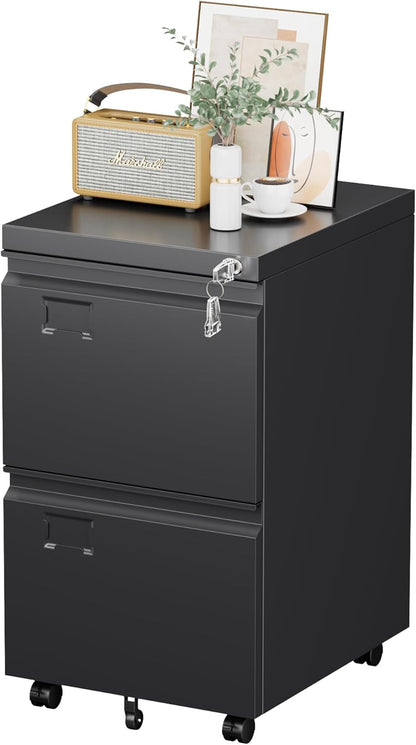 2-Drawer Metal Mobile File Cabinet with Lock (photo 9)