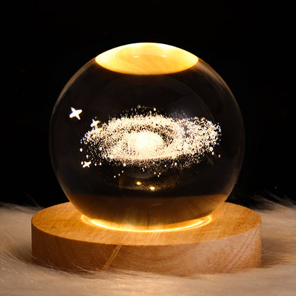Wood Base Crystal Ball Night Lamp (photo 5)