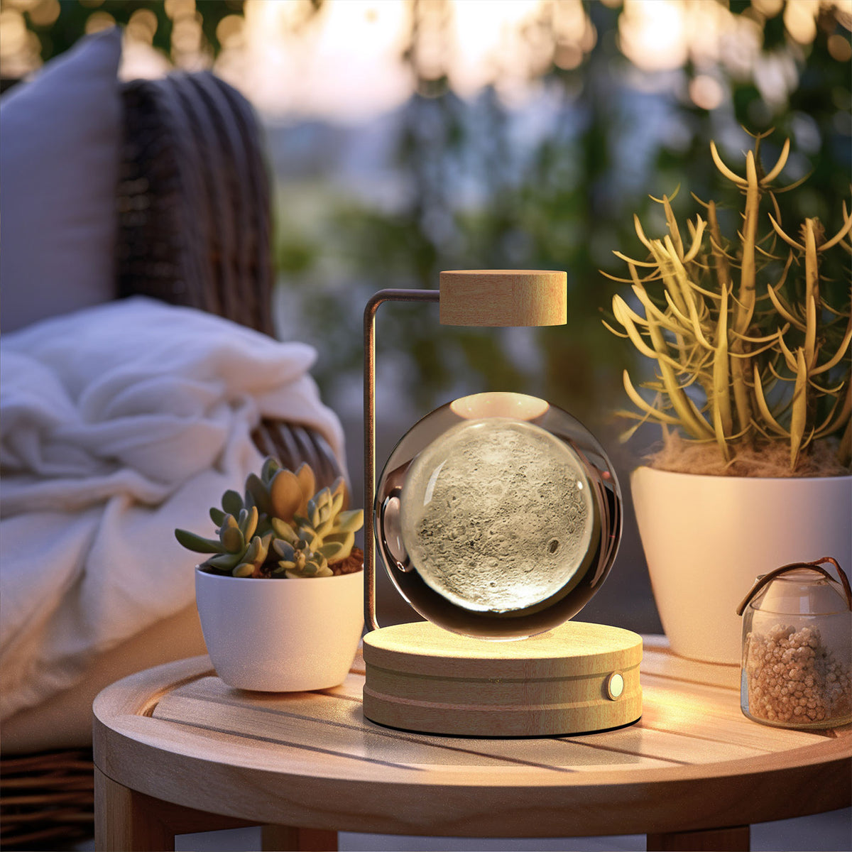 3D Engraved Crystal Ball Night Light with Wooden Base, USB (photo 97)