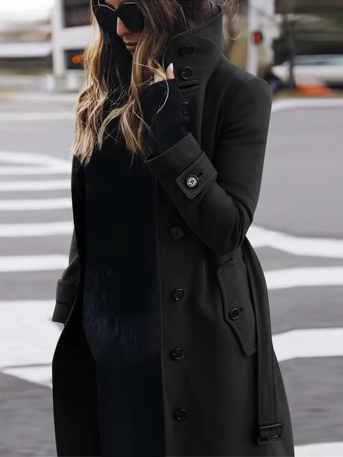 Women's Slim Stand-Collar Single-Breasted Coat (photo 9)