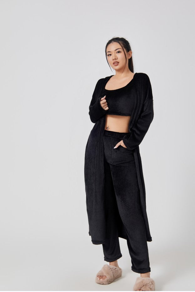 Women's 3-Piece Knit Lounge Set: Crop Top, Wide-Leg Pants and Cardigan (photo 12)