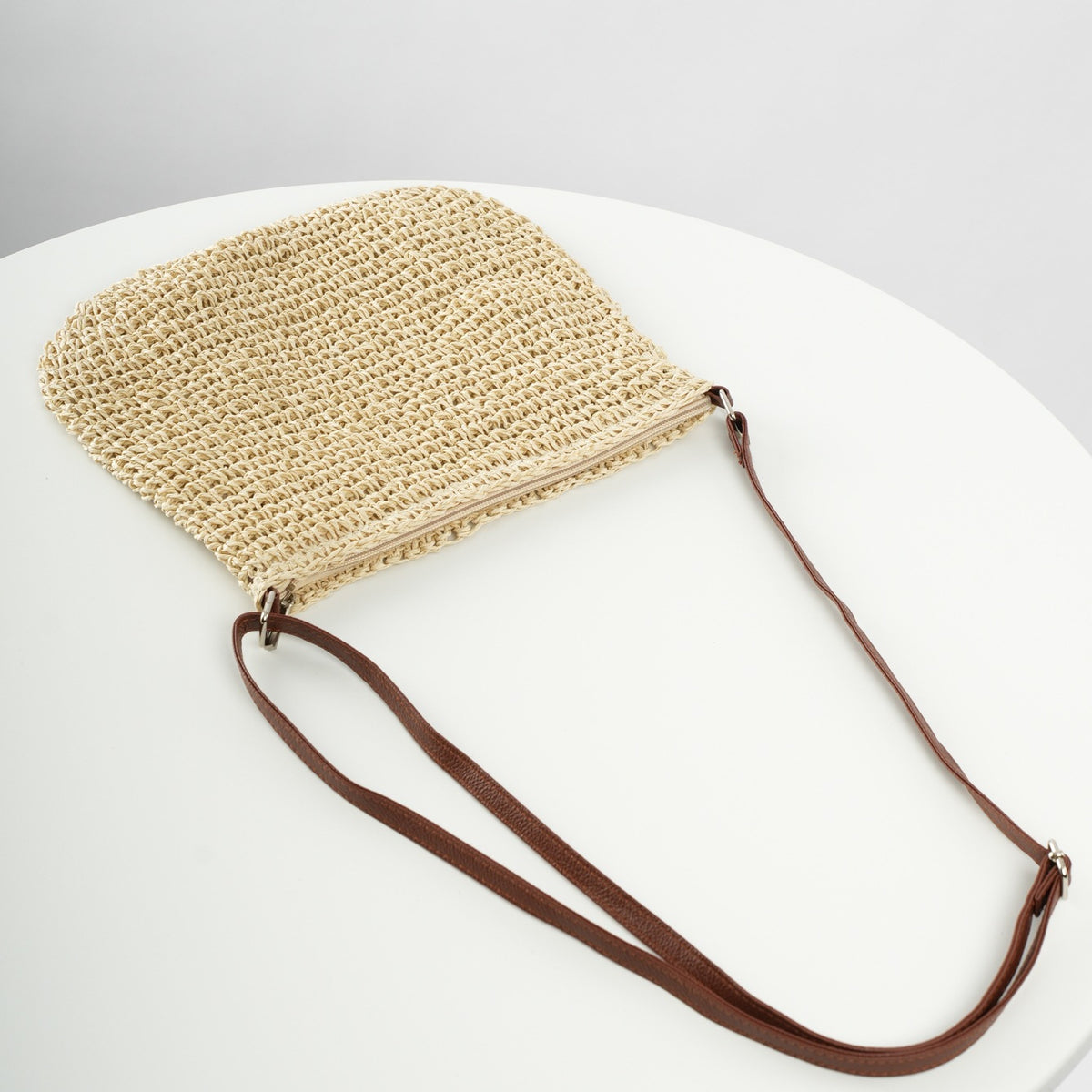 Woven Straw Tote Bag with Zipper (photo 6)