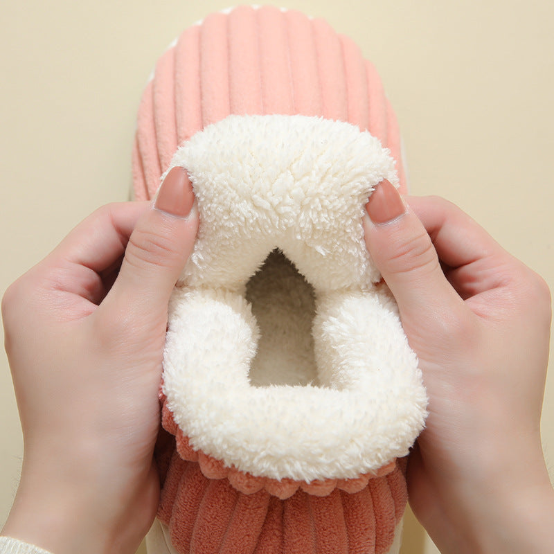 Striped Plush Winter House Slippers, Unisex (photo 4)
