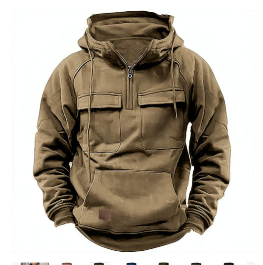 Men's Zip-Up Hoodie with Drawstring and Pockets (photo 11)