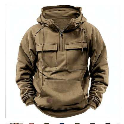 Men's Zip-Up Hoodie with Drawstring and Pockets (photo 11)