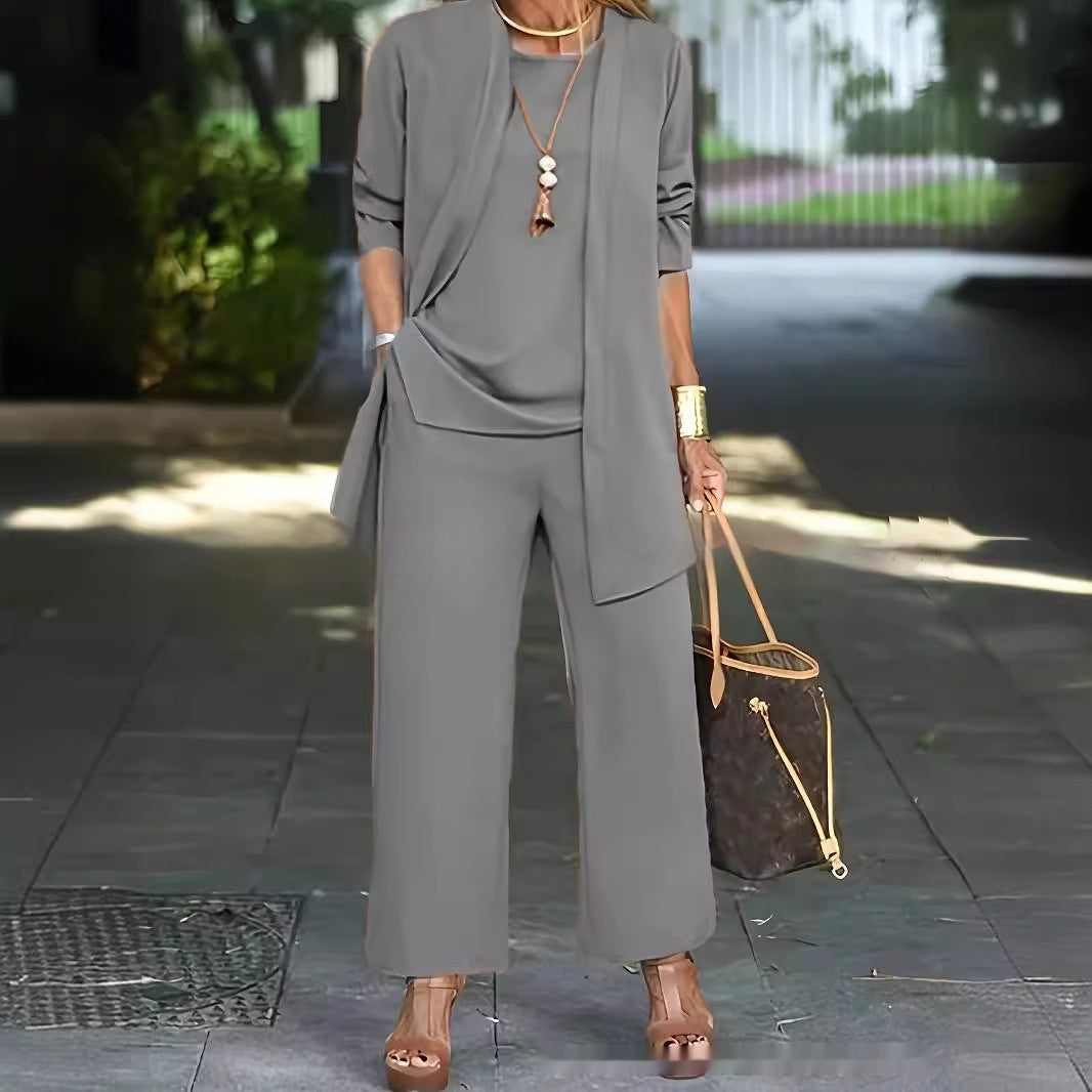 Women's 3-Piece Set: Vest, Long Cardigan and Wide-Leg Pants (photo 5)