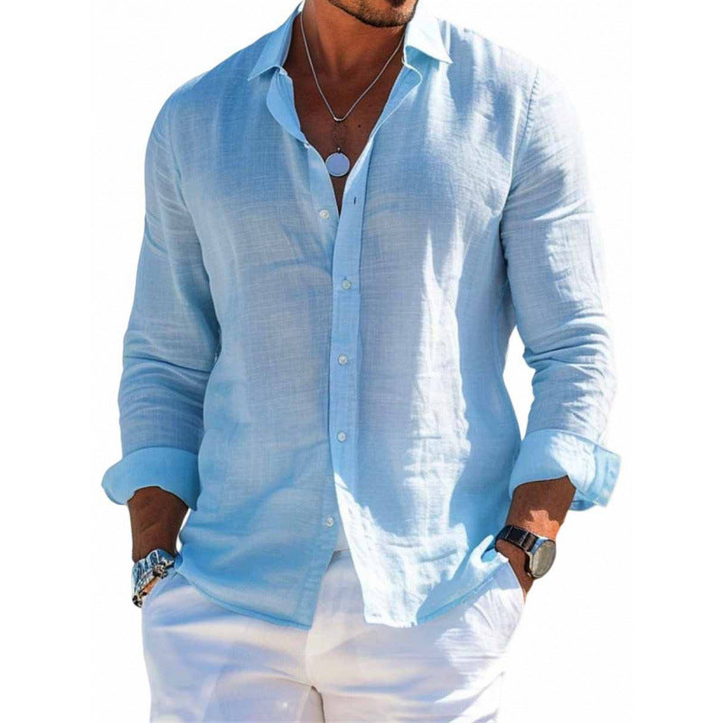 Men's Loose Lapel Long-Sleeve Button Shirt (photo 4)