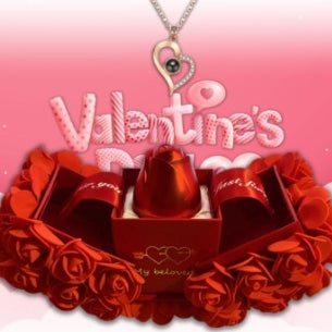 Soap Rose Gift Box with Crystal Pendant Necklace