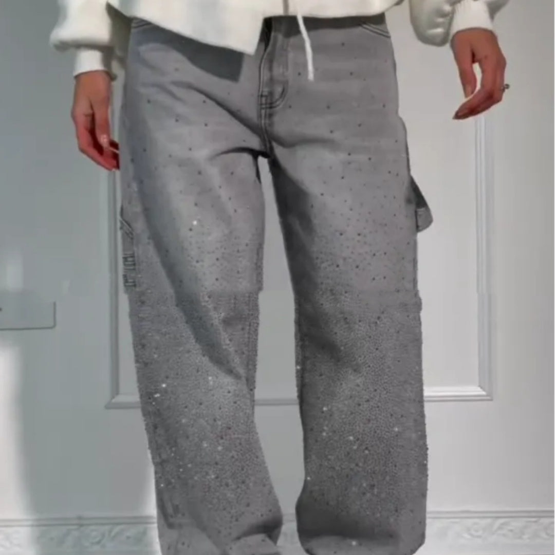 Women's Shiny Straight Wide-Leg Jeans (photo 2)
