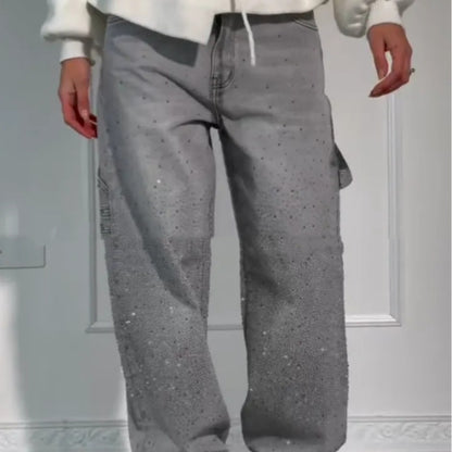 Women's Shiny Straight Wide-Leg Jeans (photo 2)