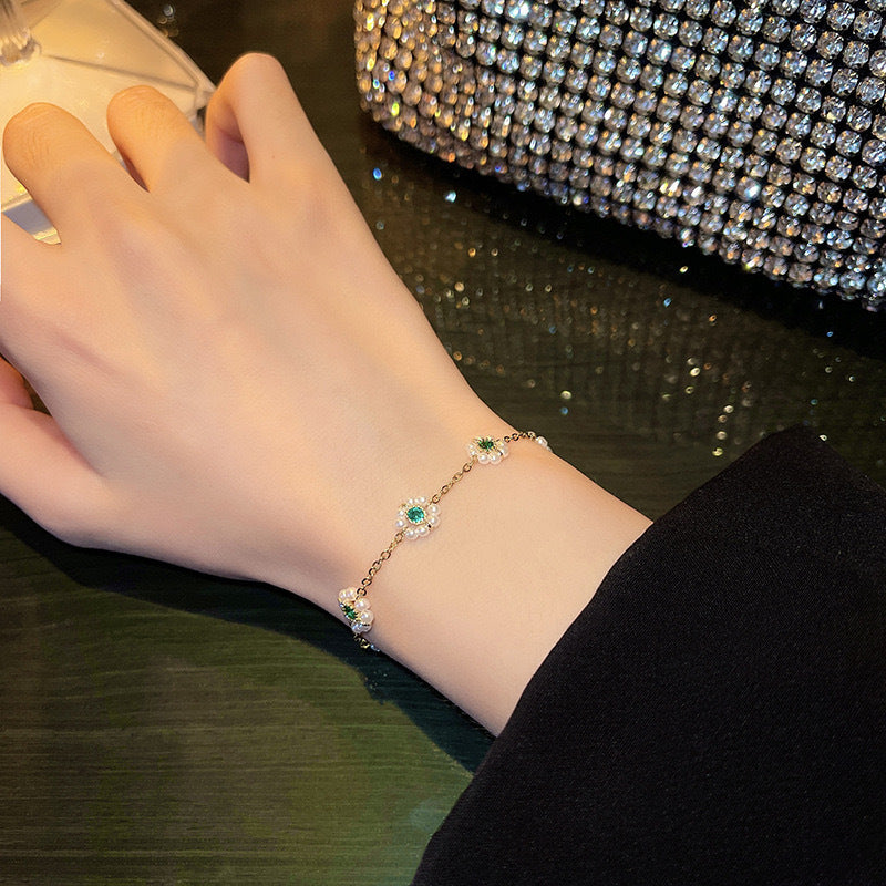 Faux Pearl Flower Adjustable Bracelet (photo 3)