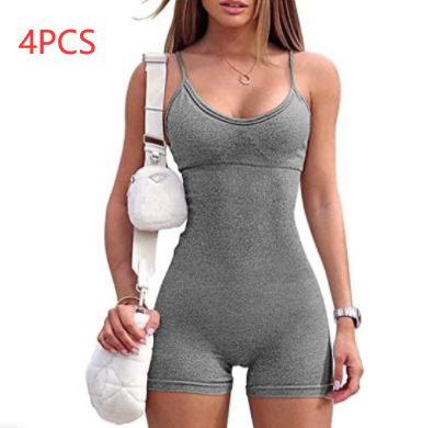 Women's Spaghetti Strap Workout Shorts Romper (photo 21)