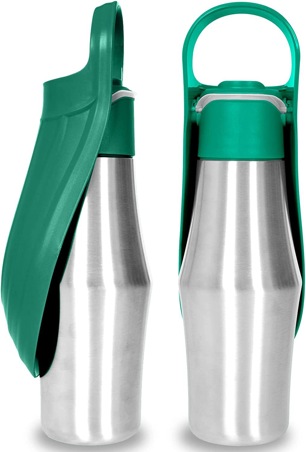 Portable Stainless Steel Dog Water Bottle with Leaf Bowl (photo 5)