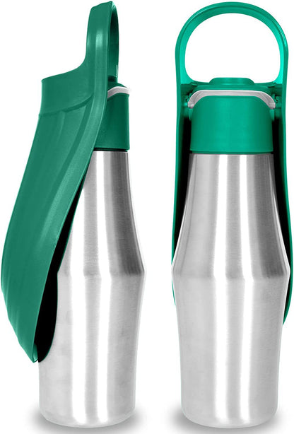Portable Stainless Steel Dog Water Bottle with Leaf Bowl (photo 5)
