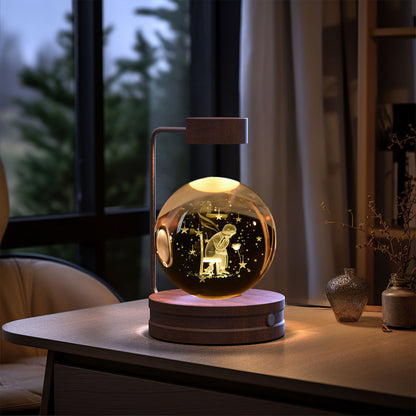 3D Engraved Crystal Ball Night Light with Wooden Base, USB (photo 92)