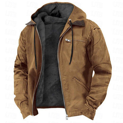 Men's Hooded Fleece Zip-Up Long Jacket (photo 4)