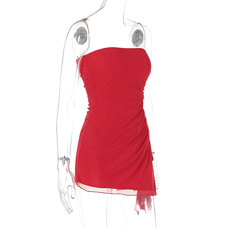 Women's Strapless Split Mini Dress (photo 10)