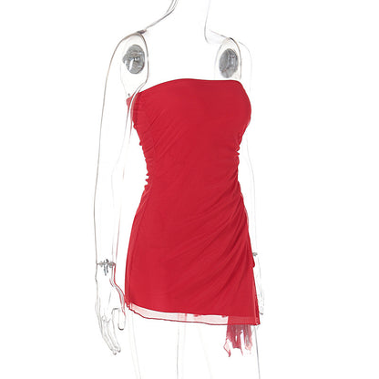 Women's Strapless Split Mini Dress (photo 10)