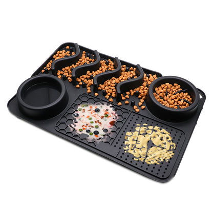 Silicone Lick Mat and Slow Feeder Bowl for Dogs, Small or Large – Large, Black