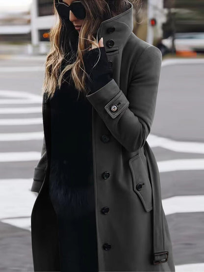 Women's Slim Stand-Collar Single-Breasted Coat (photo 7)