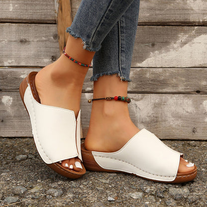 Women's Peep-Toe Wedge Slide Sandals (photo 2)