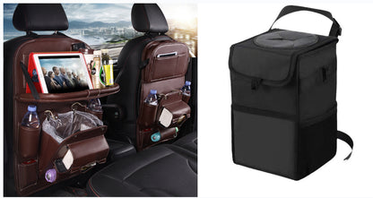 PU Leather Car Seat Back Organizer with Tissue Box (photo 27)