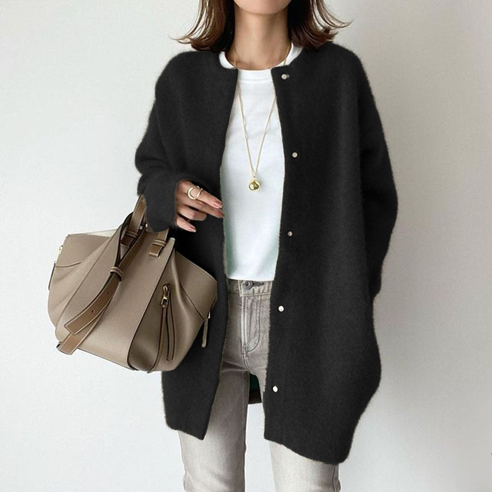 Women's Loose Round-Neck Knit Cardigan Coat (photo 4)