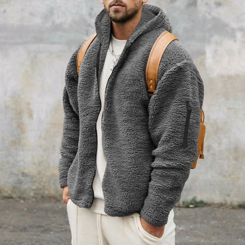 Men's Reversible Plush Hooded Zip Jacket (photo 5)