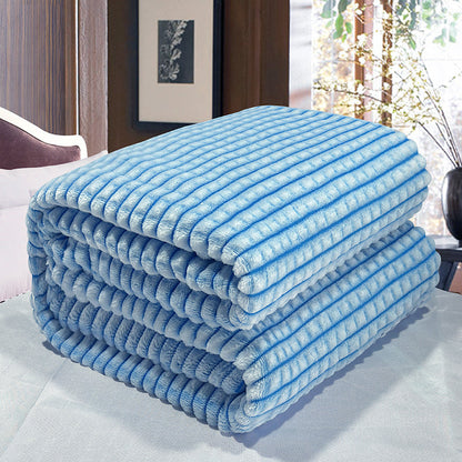 Coral Fleece Throw Blanket - Sky Blue (photo 4)