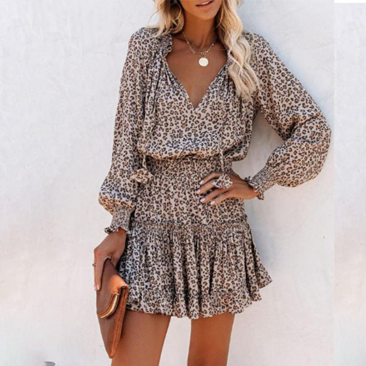 Women's Printed Puff-Sleeve Dress with Tie Waist (photo 4)