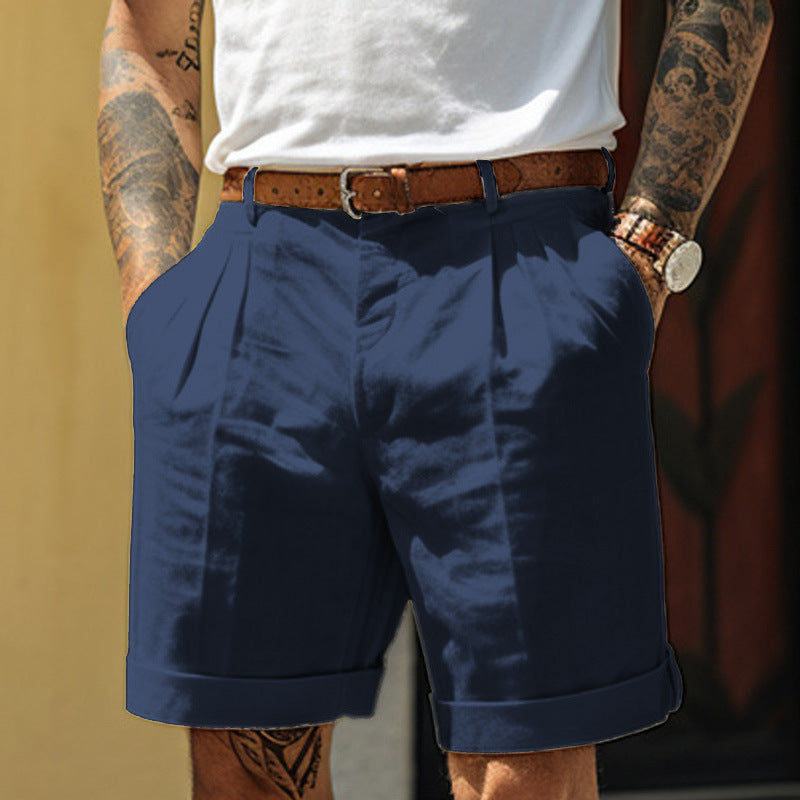 Men's Linen-Blend Straight-Leg Shorts with Pockets (photo 4)