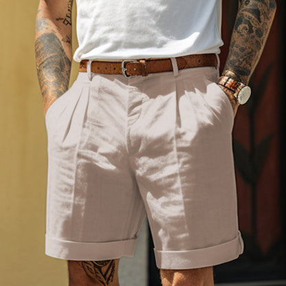 Men's Linen-Blend Straight-Leg Shorts with Pockets (photo 2)