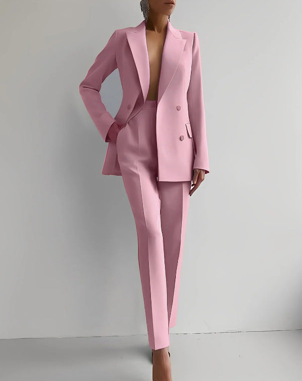 Women's Single-Breasted Jacket and Slim Trousers Suit (photo 14)