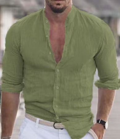 Men's Long-Sleeve Button Shirt, Solid Colors (photo 14)