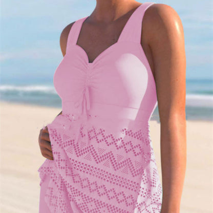 Women's Lace One-Piece Swimsuit with Chest Pads (photo 6)