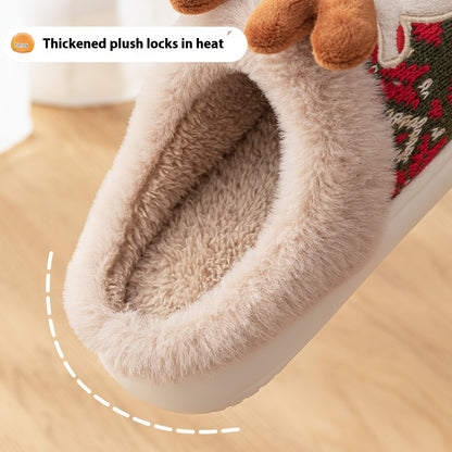 Christmas Elk Embroidered Plush Slippers (photo 6)