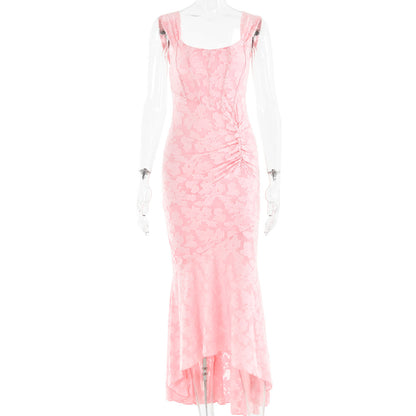 Women's Strapless Ruched Bodycon Maxi Dress (photo 5)