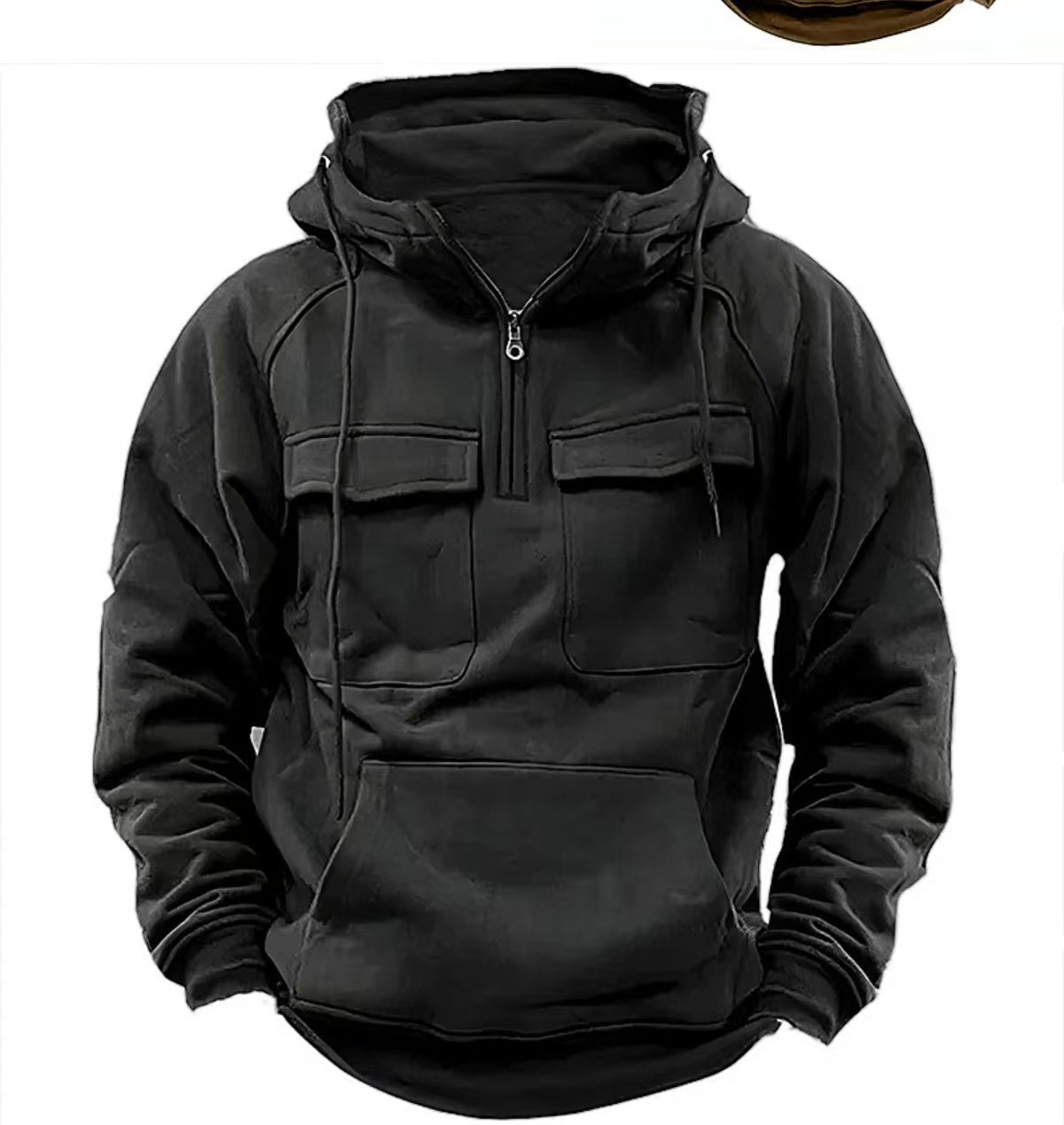 Men's Zip-Up Hoodie with Drawstring and Pockets (photo 5)