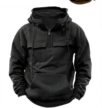 Men's Zip-Up Hoodie with Drawstring and Pockets (photo 5)