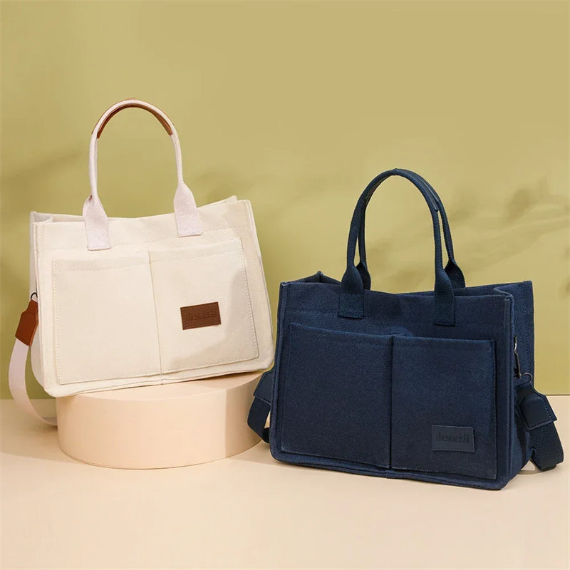 Multi-Pocket Canvas Tote and Shoulder Bag (photo 11)